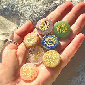 Chakra crystal palm stone set Strength Within