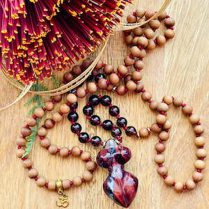 Red Tiger Eye & Smokey Quartz Japa Mala Strength Within