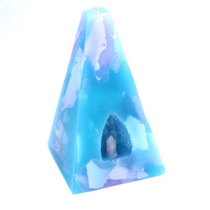 Pyramid Candle - Aquamarine & Kunzite Strength Within