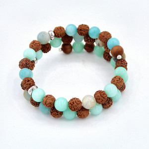 Amazonite and Rudraksha Bracelet Strength Within