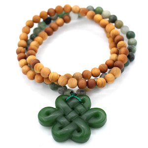 Jade Karmic Knot Strung Mala Strength Within