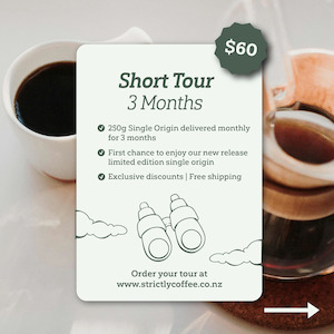 Coffee 'Tiki Tour' Single Origin Coffee Subscription; 3 months