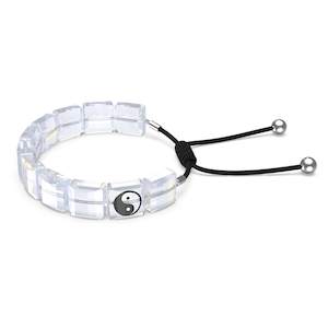 Letra Yin Yang Bracelet, White, Rhodium Plated