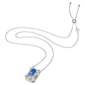 Chroma Pendant, Octagon Cut Crystal, Blue, Rhodium Plated