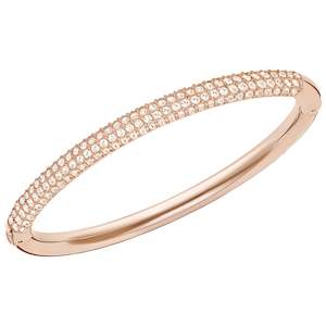 STONE MINI BANGLE, WHITE, ROSE GOLD PLATING