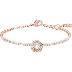 SPARKLING DANCE BANGLE, WHITE, ROSE-GOLD TONE PLATED