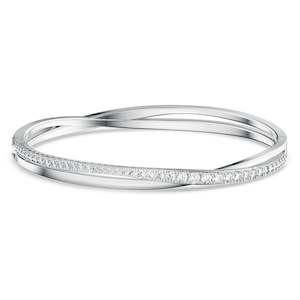 TWIST ROWS BRACELET, WHITE, RHODIUM PLATED