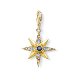 Charm Club Sterling Silver Yellow Gold Plated Cz Star Charm