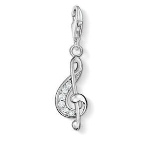 CHARM CLUB STERLING SILVER TREBLE CLEF CZ CHARM