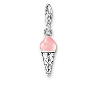 CHARM CLUB STERLING SILVER PINK ENAMEL ICE CREAM CHARM