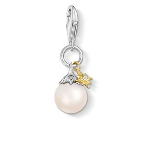 Charm Club Sterling Silver Freshwater Pearl & Yellow Gold Plated Star Charm