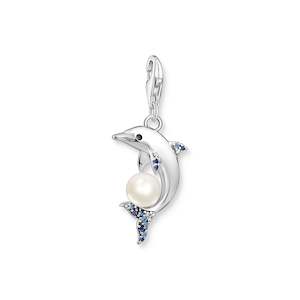 Charm Club Sterling Silver Dolphin & Pearl Charm