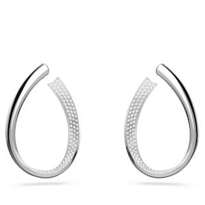 Exist Hoop Earrings, White, Rhodium Plated