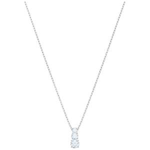 Attract Trilogy Round Pendant, White, Rhodium Plated