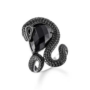 Rebel Black Coiled Snake Ring