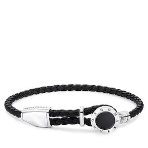 Jewellery: LEATHER STRAP ONYX DISC