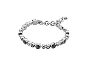 Teresia Shiny Silver Black/crystal Bracelet