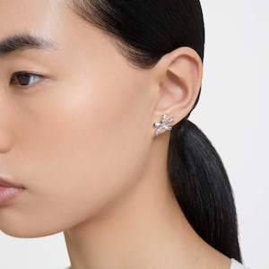 Jewellery: HYPERBOLA STUD EARRINGS BOW - WHITE, RHODIUM