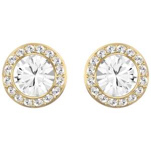 Angelic Round Stud Earrings - White, Gold