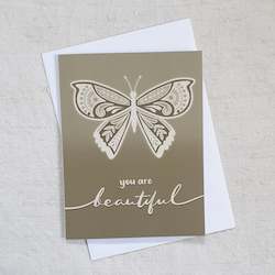 Creative art: You are beautiful • Butterfly greeting card