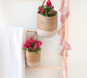 Homewares: Fair Trade Two Tone Wall Basket – Large – Natural