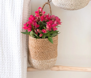 Fair Trade Two Tone Wall Basket – Natural – Small