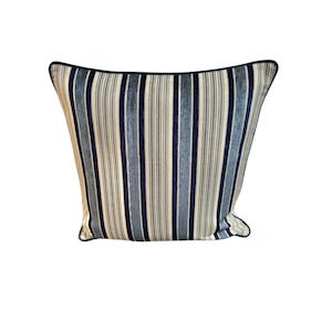 A Boy in Velvet Blue Stripes Cushion