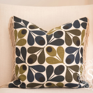 Homewares: Orla Kiely – Acorn Cup Print Cushion with Bullion Fringe