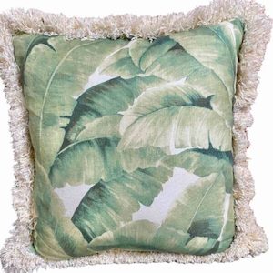 Palm Print Linen Cushion