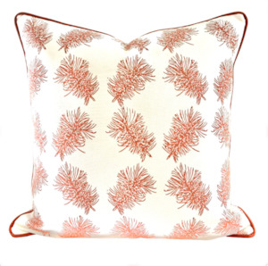 Fair Trade Hand-Block Printed Organic Cotton Cushion – Bottlebrush, Ochre