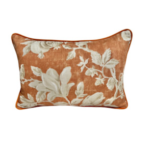 Sanderson Fabrics Magnolia & Pomegranate Print Velvet Piped Cushion