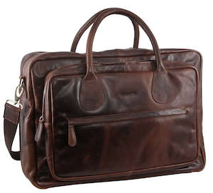 Pierre Cardin Rustic Leather Business/Overnight Bag in Chocolate (PC2802)