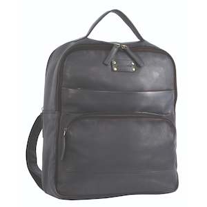 Patterned Leather Collection: Pierre Cardin Rustic Leather Backpack in Black (PC2808)