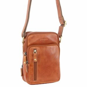 Pierre Cardin Rustic Leather Cross-Body Bag in Cognac (PC3129)