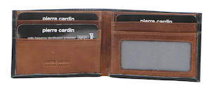 Pierre Cardin Italian Leather Mens Two Tone Wallet/Card Holder in Black/Cognac (PC2629)