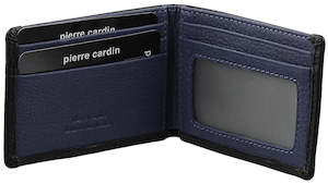 Mens Wallet: Pierre Cardin Italian Leather Mens Two Tone Wallet/Card Holder in Black/Navy (PC2629)