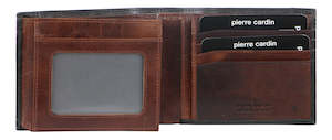 Pierre Cardin Italian Leather Mens Two Tone Bi Fold Wallet in Black/Cognac (PC2632)