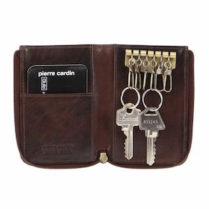 Pierre Cardin Italian Leather Key + Credit Card Holder in Chocolate (PC2756)