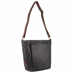 Milleni Ladies Nappa Leather Cross Body Bag in Black-Chestnut (NL9801)