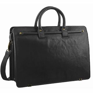 Business Computer Bags: Pierre Cardin Rustic Leather Computer Bag in Black (PC2809)