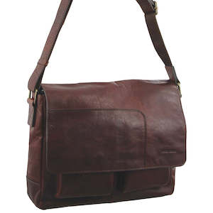 Pierre Cardin Rustic Leather Computer/Messenger Bag in Chestnut (PC2805)