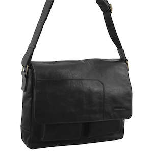 Pierre Cardin Rustic Leather Computer/Messenger Bag in Black (PC2805)