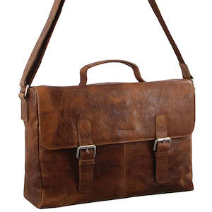 Pierre Cardin Rustic Leather Computer Bag in Cognac (PC2801)