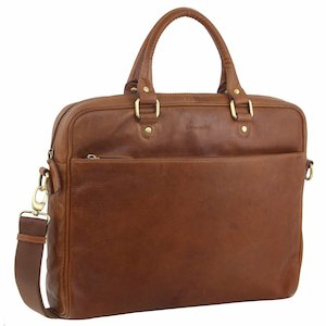 Pierre Cardin Rustic Leather Multi-Zip Computer Bag (PC 3295)