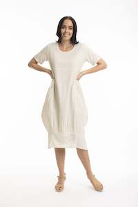 Orientique | Essentials Linen Blend Bubble Dress - Sand