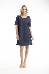 Orientique - Broderie Dress | Navy