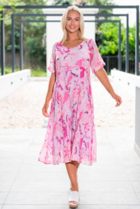 Womenswear: Willow Tree | Floral Panel Dress -Pink