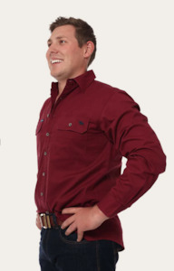 Ringers Western | King River Men's Full Button Work Shirt - Burgundy