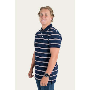 Ringers Western - KENNEDY MENS POLO SHIRT - DARK NAVY MARLE STRIPE