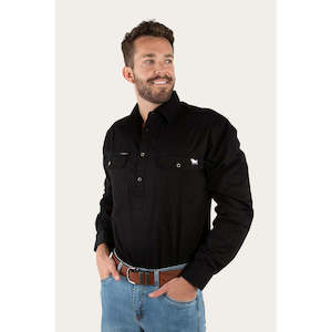 Ringers Western King River Mens Half Button Work Shirt - Black